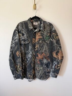 vintage mossy oak midweight button down size men’s large 100% cotton